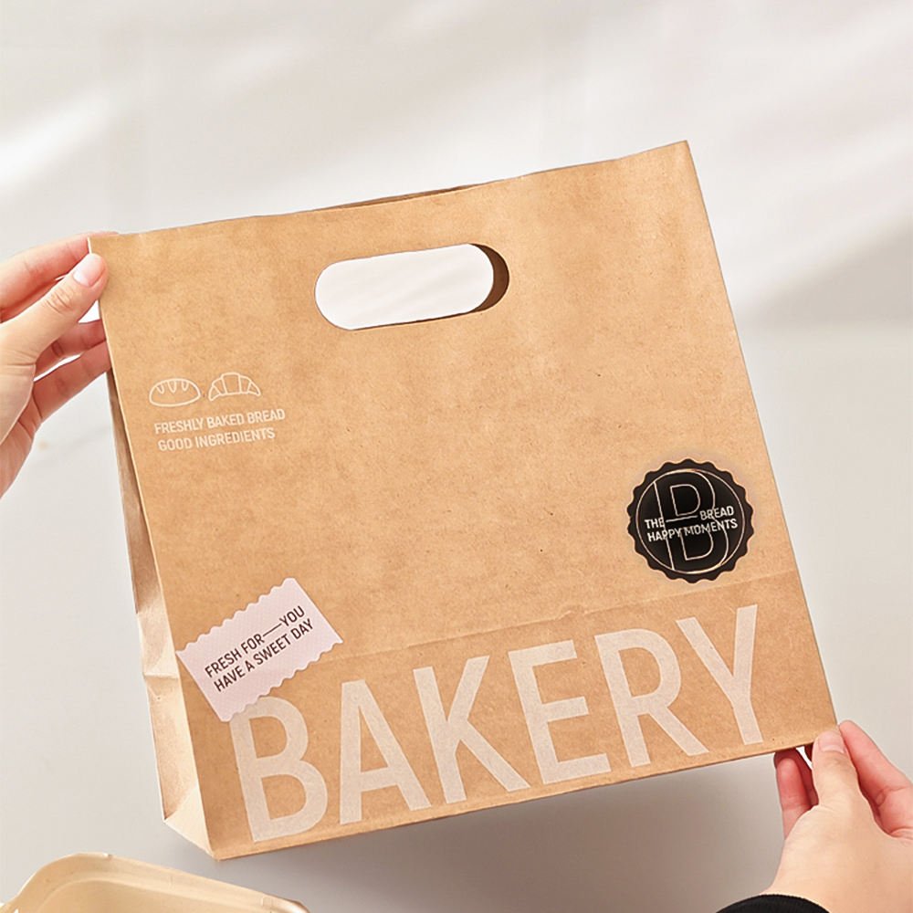Bakery & Cake Packaging - Bakery kraft paper bag with custom BAKERY logo printing