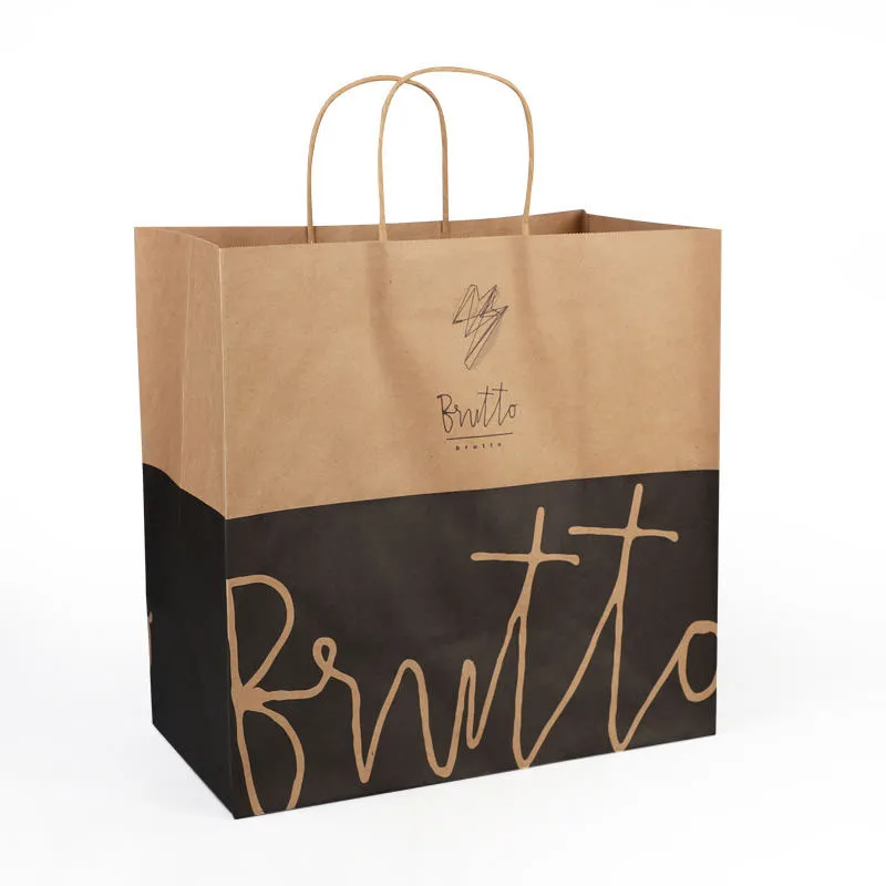 Organic Sustainable Retail Bags - Kraft paper bags in three sizes with twisted paper rope handles