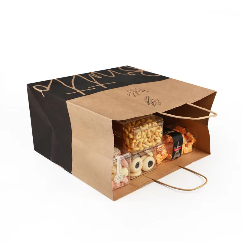 Organic Sustainable Retail Bags - Black white and kraft paper bags with custom logo printing