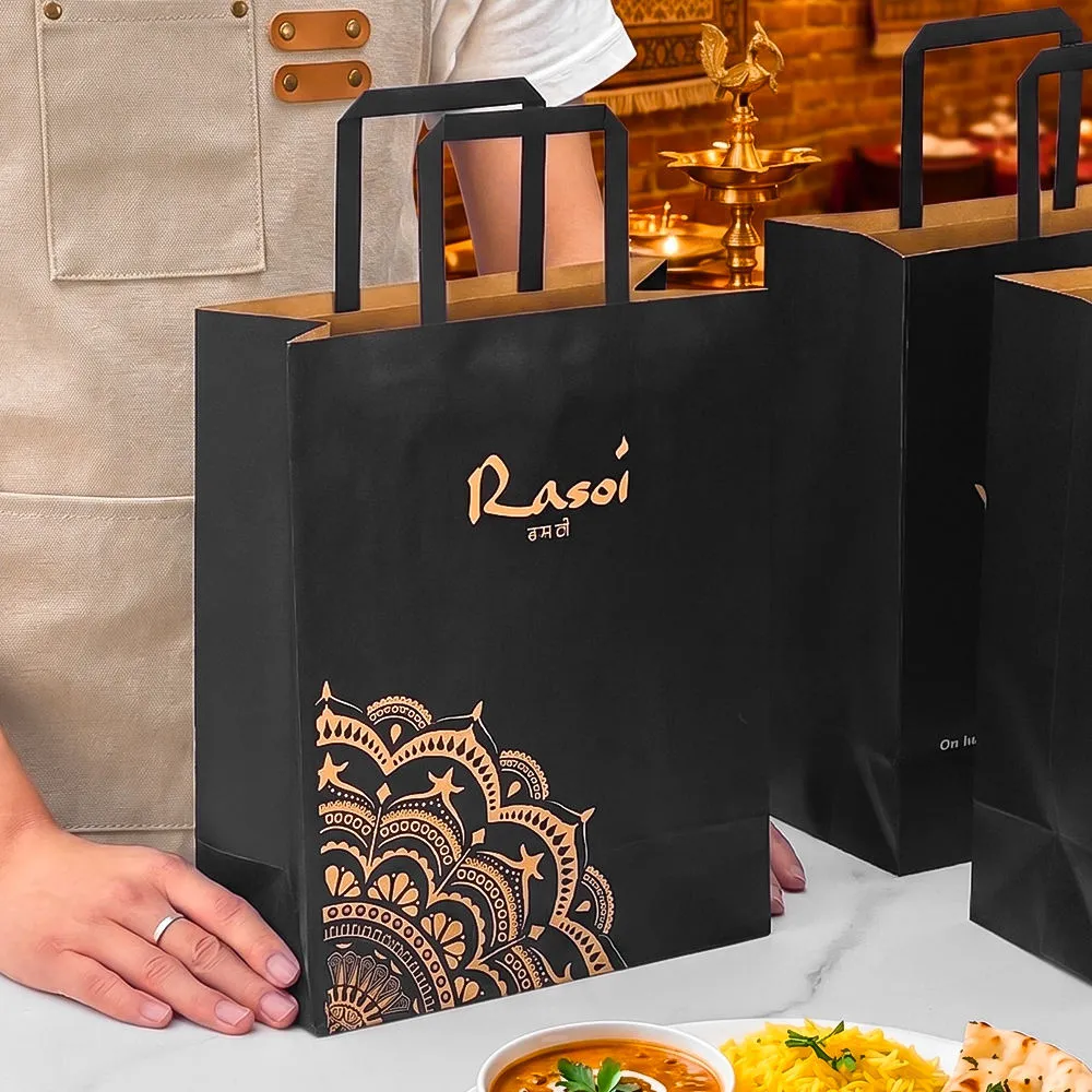 100% recycled kraft paper bags eco-friendly biodegradable