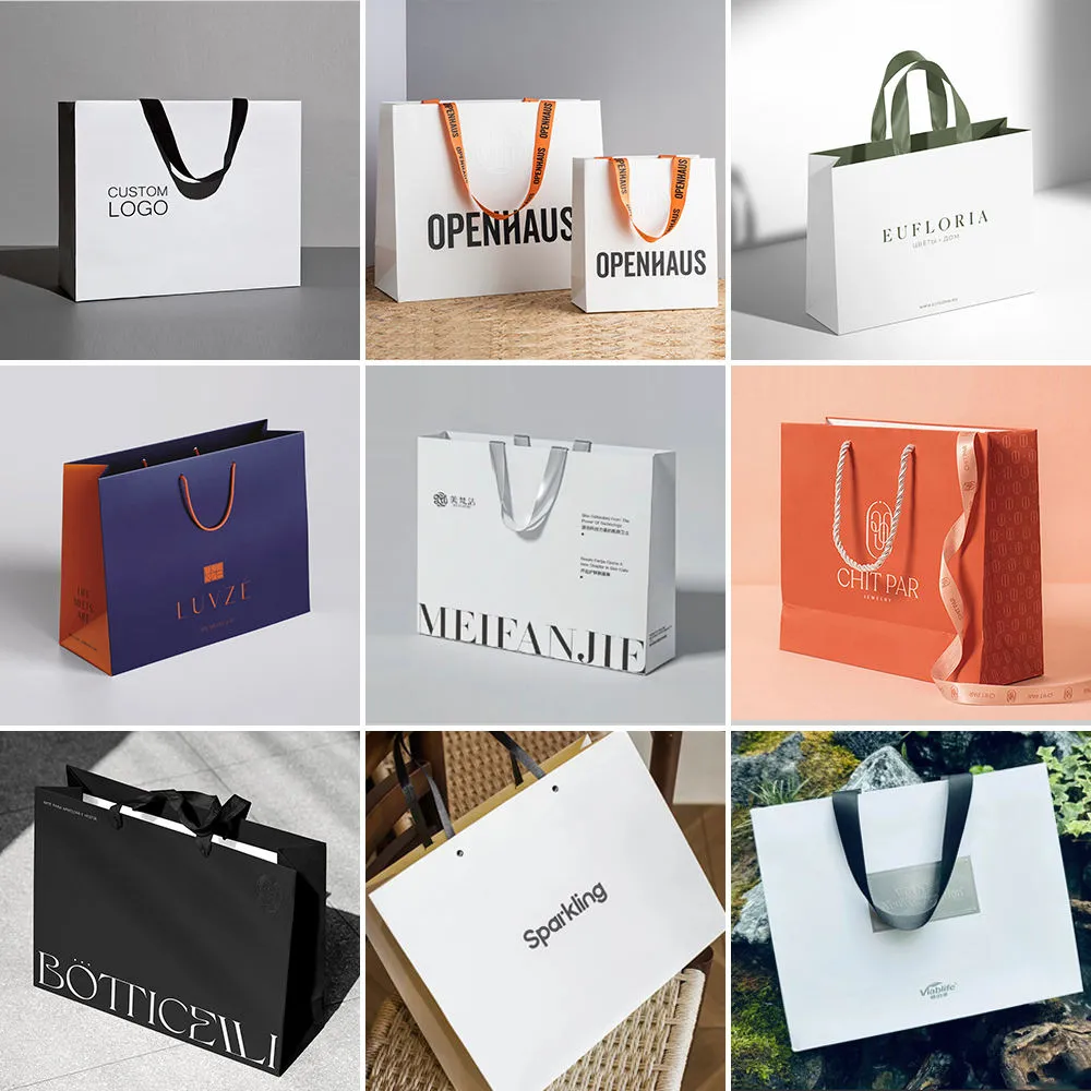 Corporate Brand Event Bags - Colorful custom printed kraft paper bags for retail and food brands