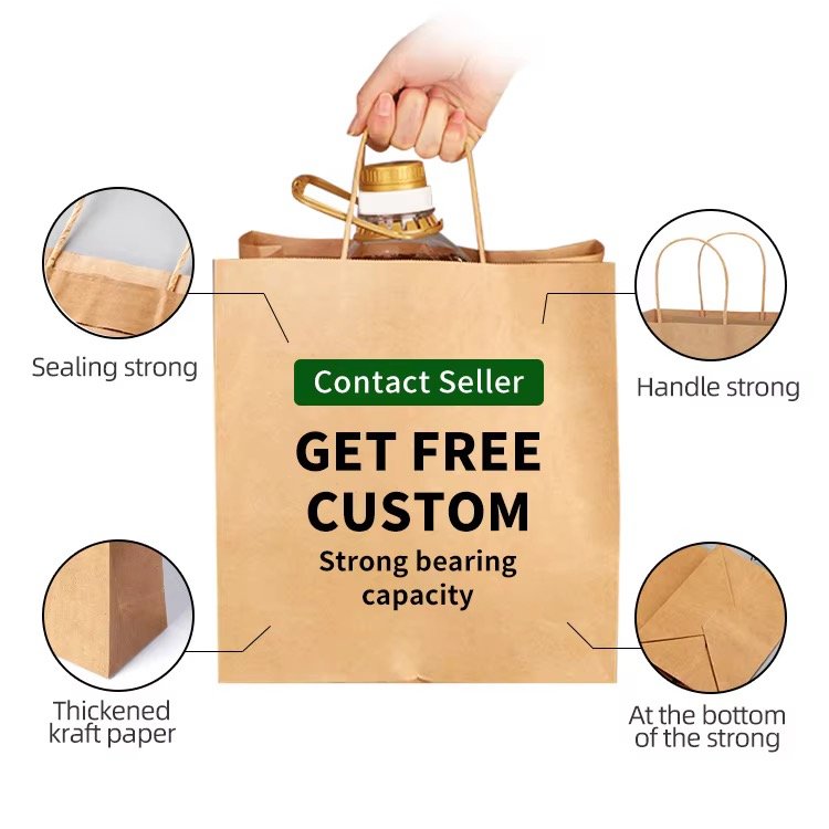 Wholesale Blank Stock Bags - Kraft paper bag with strong load capacity, thickened kraft paper and reinforced bottom